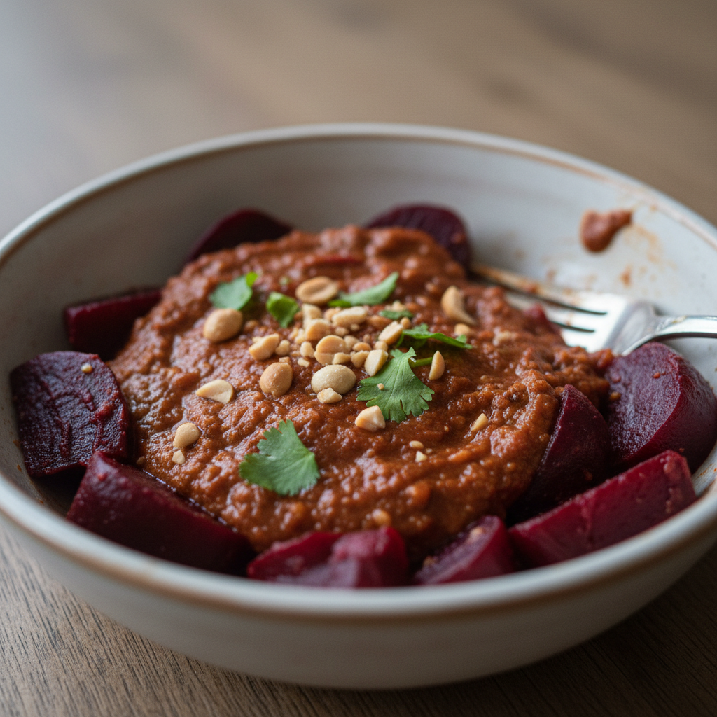 Blanched Beet and Groundnut Sauce