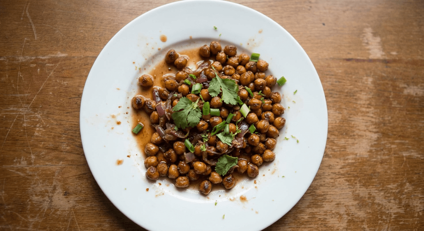 Caramelized Chickpeas with Lime and Red Onion Reduction