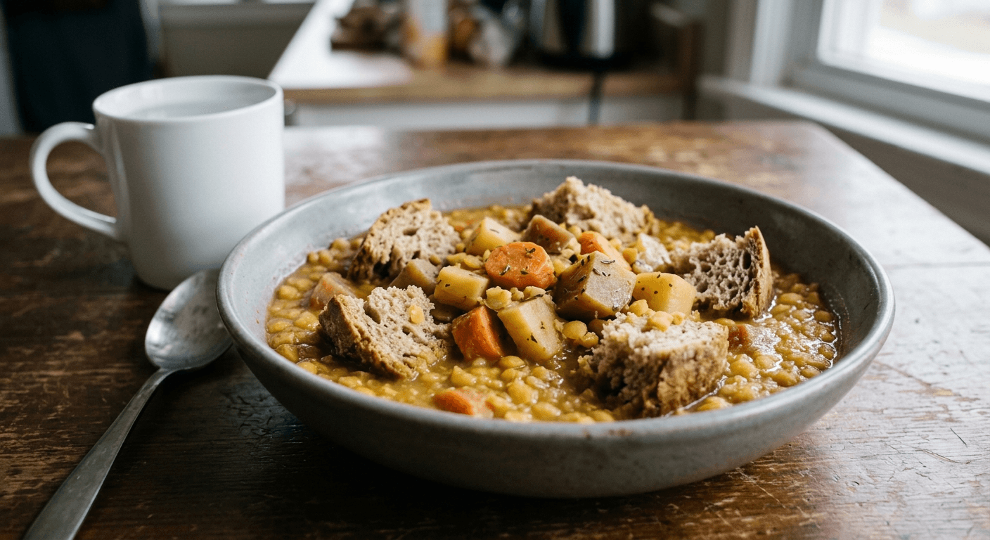 Marinated Root Vegetable and Split Pea Hearth Bread