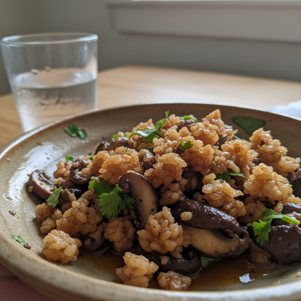 Toasted Sticky Rice and Shiitake Mushroom Salad (*Koy Het*)